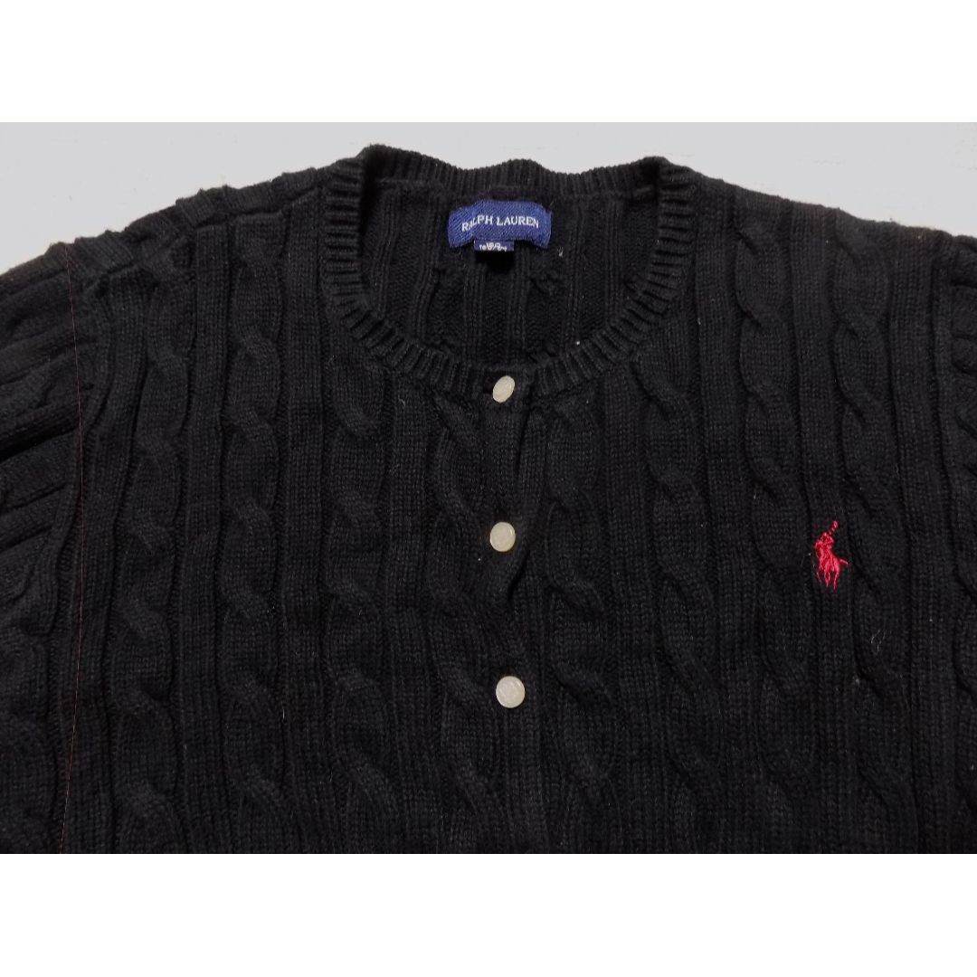 POLO RALPH LAUREN(ポロラルフローレン)の ラルフローレン　黒　縄編みカーディガン 160　（管N）  キッズ/ベビー/マタニティのキッズ服女の子用(90cm~)(カーディガン)の商品写真