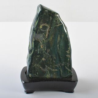 鑑賞石　天然石　緑石　孔雀石　マラカイト　約419kg　唐木台付　V　R6450