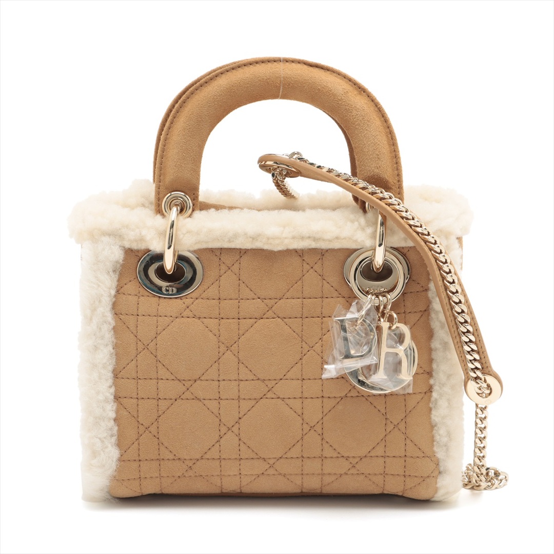 Christian Dior(クリスチャンディオール)のクリスチャンディオール カナージュ スエード×ムートン  ベージュ レディ レディースのバッグ(ハンドバッグ)の商品写真