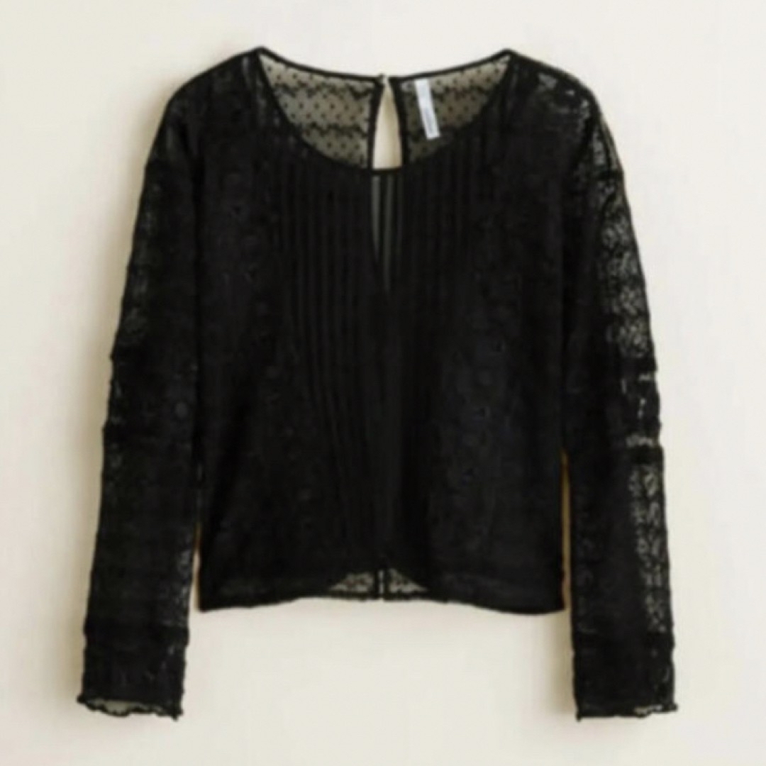 MANGO(マンゴ)のMango  Lace panel top   レーストップス レディースのトップス(カットソー(長袖/七分))の商品写真