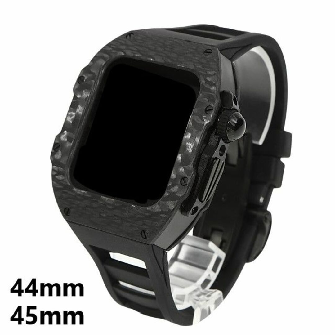 Apple Watch(アップルウォッチ)のアップルウォッチ 44mm/45mm カーボンケース 高級ケース カバー オールブラック S4/5/6/7/8/9/SE対応 BLACKOUT メンズの時計(その他)の商品写真