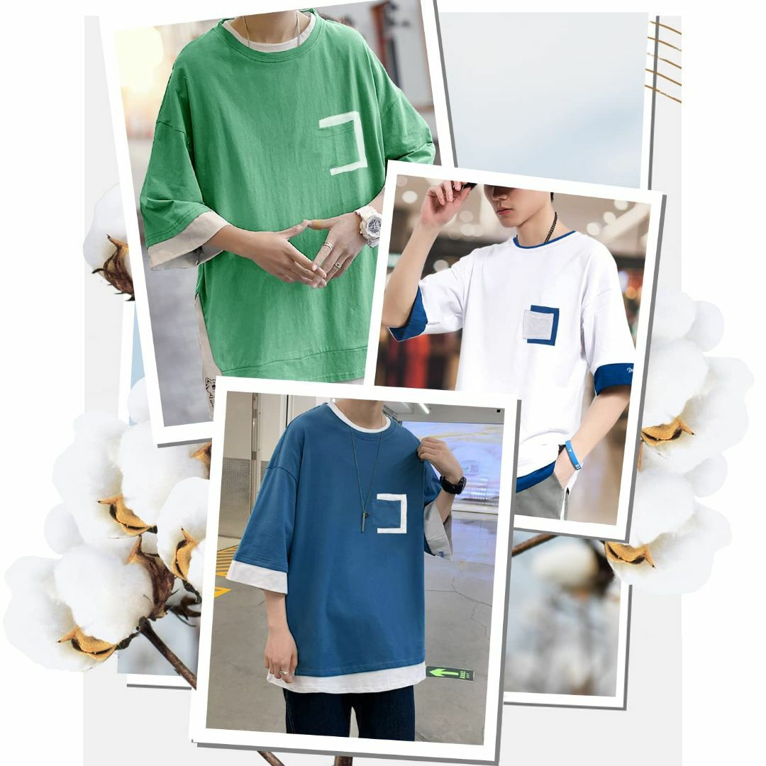 [SIPERLARI] tシャツ メンズ カットソー 半袖 フェイクレイヤード