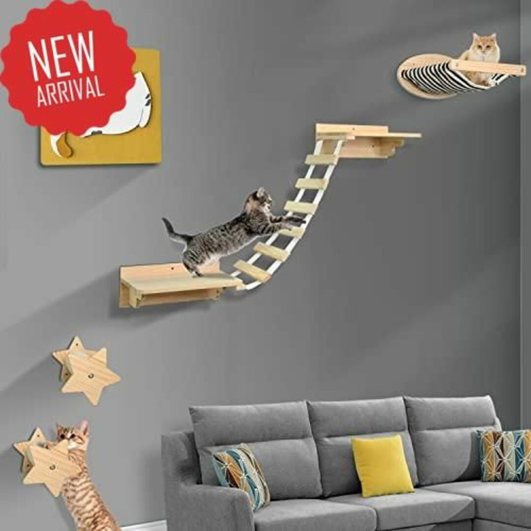 壁取り付け式猫用フセット - 猫 壁 家具 クライミング 棚 猫  管25Re
