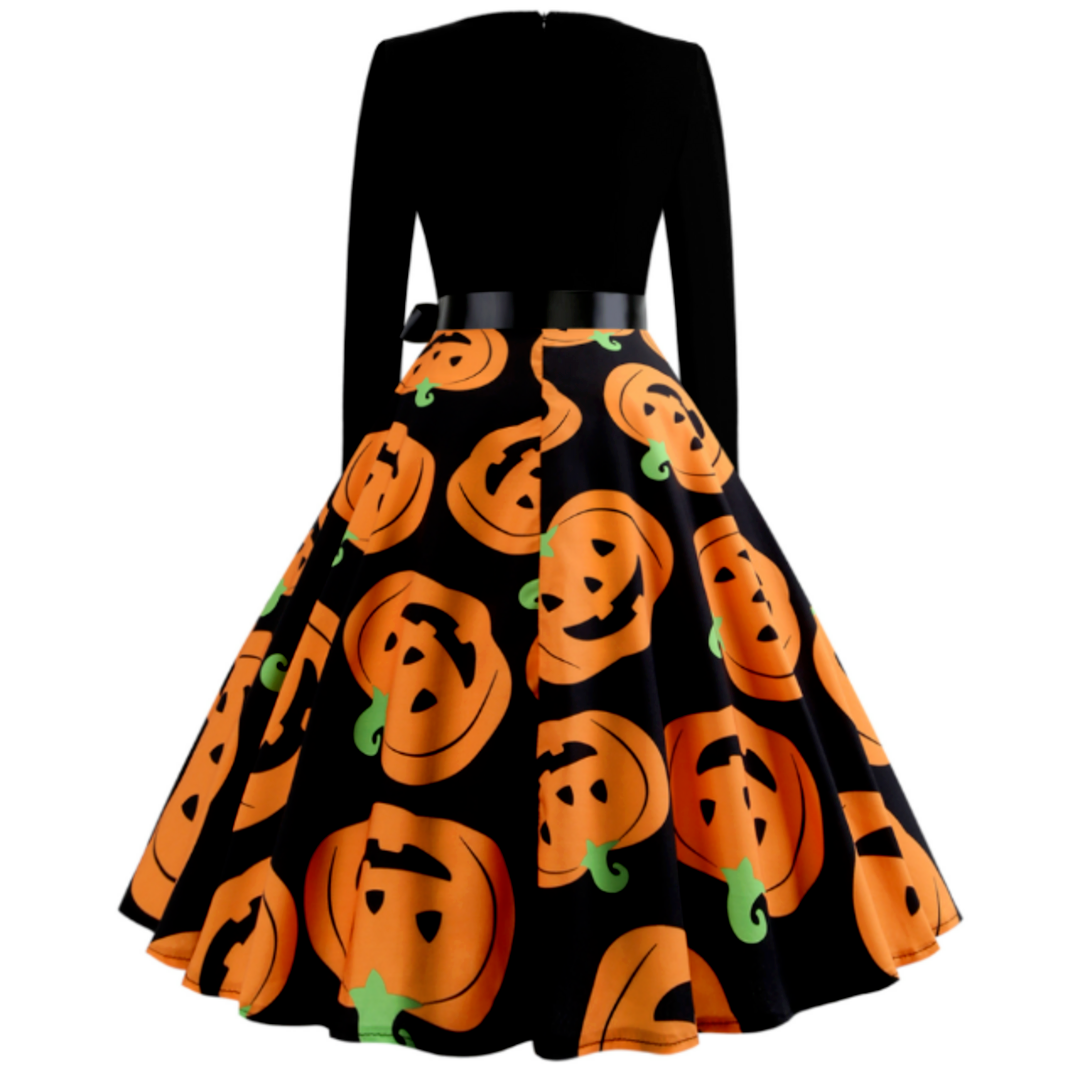 XXLサイズ カボチャ Aライン ワンピース ドレス ハロウィン 衣装 レディースのワンピース(ひざ丈ワンピース)の商品写真