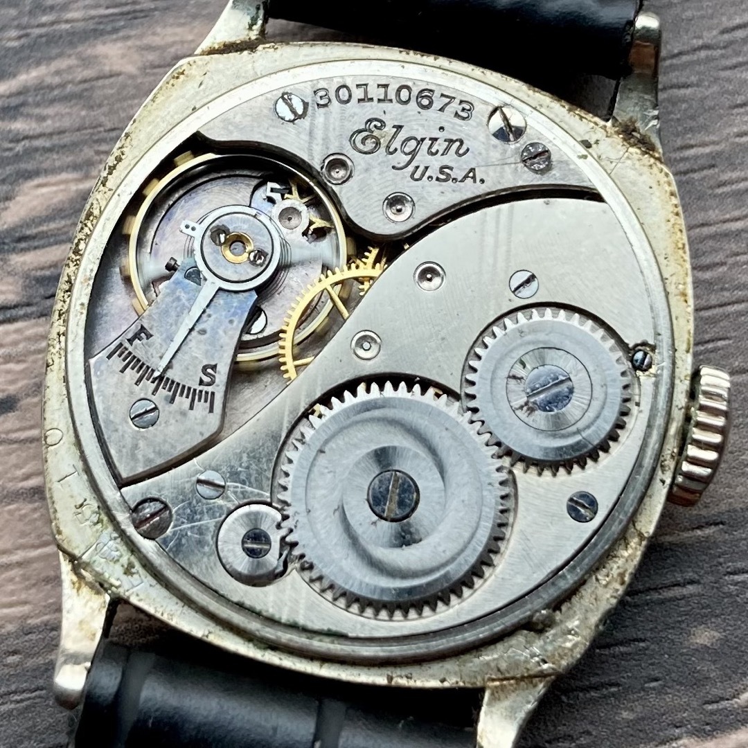 ELGIN(エルジン)の【動作品】エルジン アンティーク 腕時計 1928年 手巻き メンズ デコ 軍用 メンズの時計(腕時計(アナログ))の商品写真