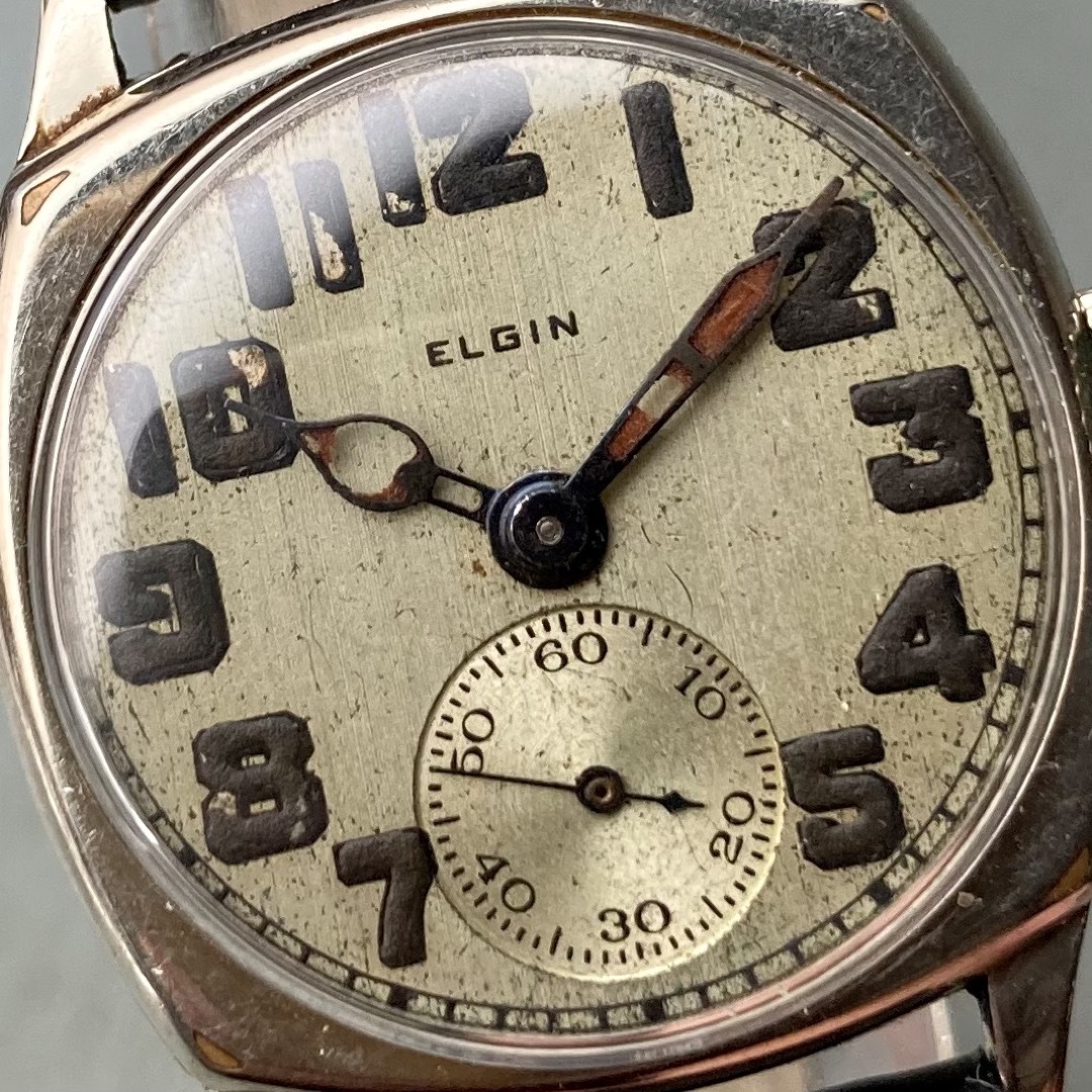 ELGIN(エルジン)の【動作品】エルジン アンティーク 腕時計 1928年 手巻き メンズ デコ 軍用 メンズの時計(腕時計(アナログ))の商品写真
