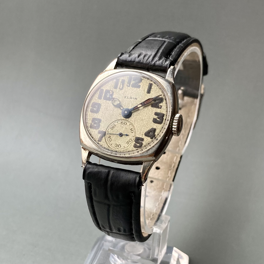 ELGIN(エルジン)の【動作品】エルジン アンティーク 腕時計 1928年 手巻き メンズ デコ 軍用 メンズの時計(腕時計(アナログ))の商品写真