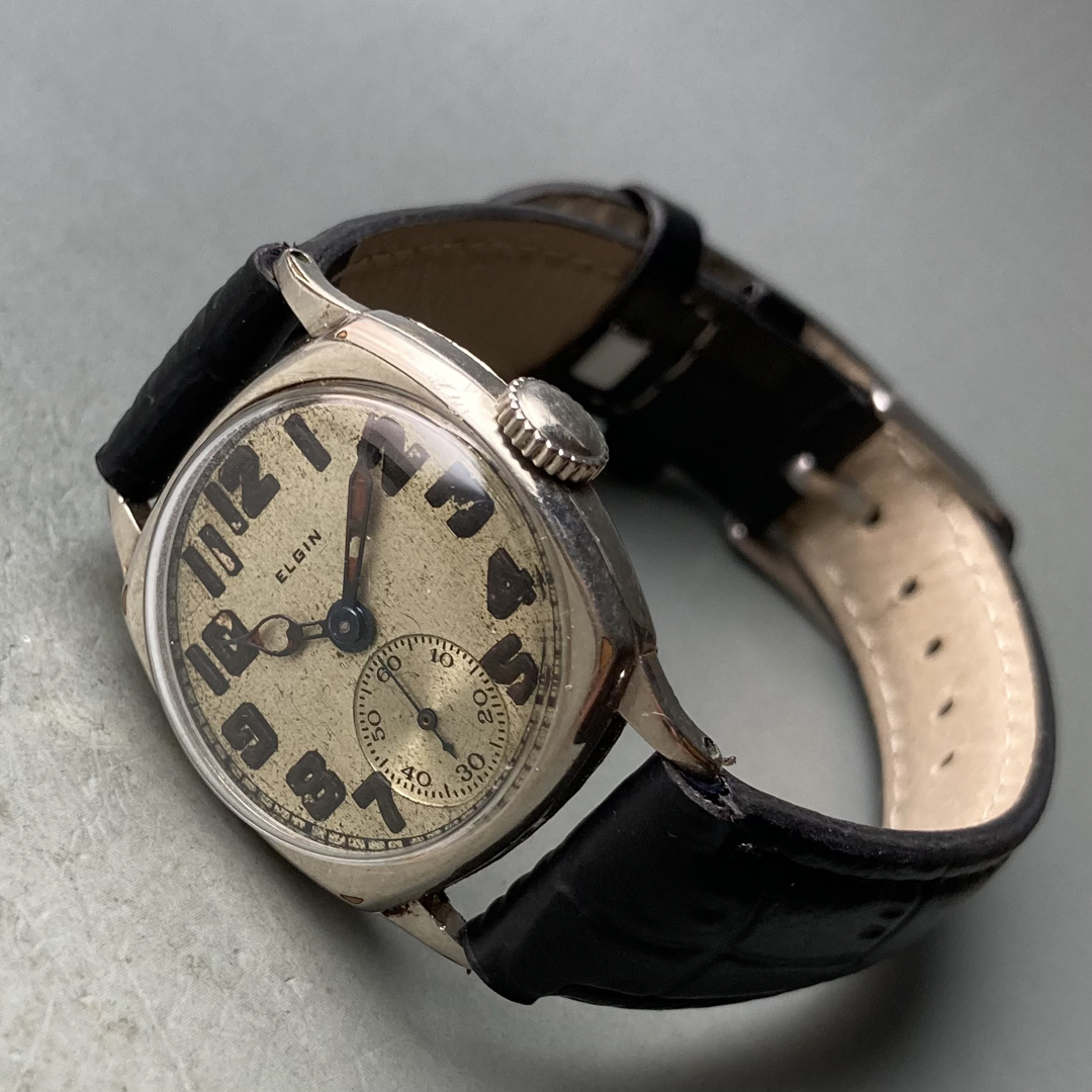 ELGIN(エルジン)の【動作品】エルジン アンティーク 腕時計 1928年 手巻き メンズ デコ 軍用 メンズの時計(腕時計(アナログ))の商品写真