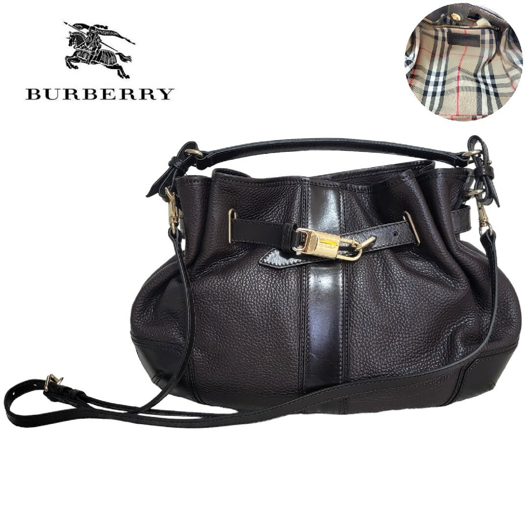 BURBERRY - 【美品】BURBERRY バーバリー 仔牛革 ショルダーバッグ 裏