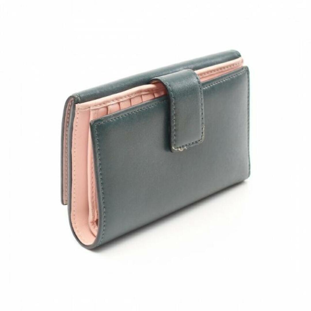 FENDI(フェンディ)のRAINBOW Wホック財布 二つ折り財布 レザー ダークグリーン ライトピンク レディースのファッション小物(財布)の商品写真