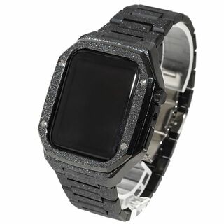 アップルウォッチ(Apple Watch)のアップルウォッチ S7/8/9【45mm】フロステッド FROSTED 高級ケースカバー ブラック ステンレス(その他)