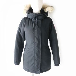 カナダグース(CANADA GOOSE)の良品△正規品 カナダグース 3037LA VICTORIA PARKA  ヴィクトリアパーカー ファー・フード付 ダウンコート ブラック 黒 レディース XS(ダウンコート)