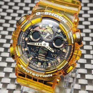 カシオ(CASIO)のG-SHOCK GA-100 キャンディイエロー (オレンジ) [電池新品](腕時計(アナログ))