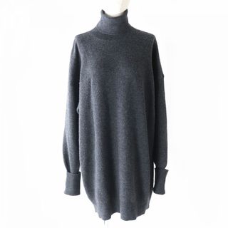 極美△正規品 メゾン マルジェラ 4 18AW S51HA0869 エルボーパッチ タートルネック ニット ドレス／ワンピース チャコールグレー XS  伊製