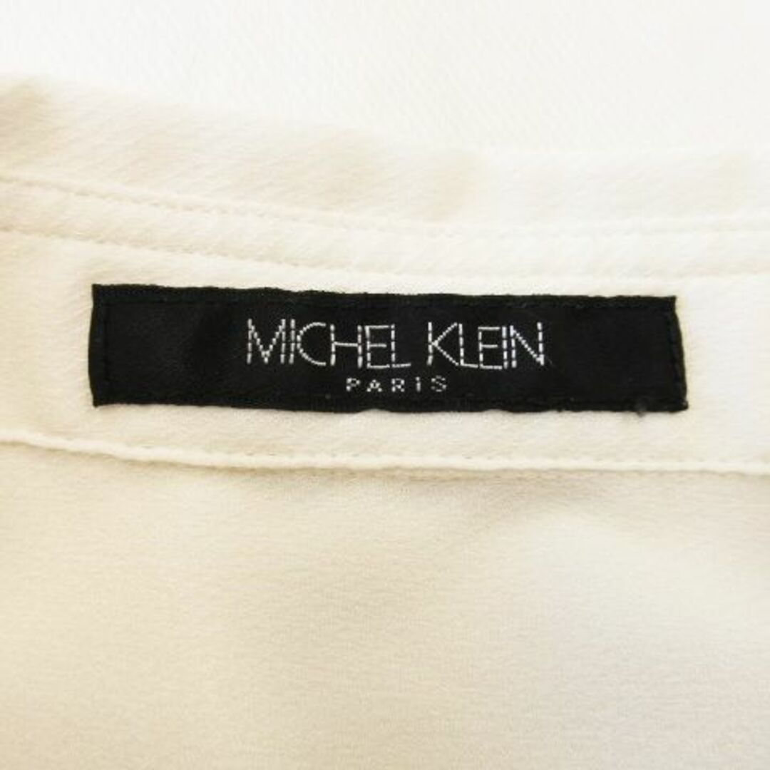 MICHEL KLEIN(ミッシェルクラン)のミッシェルクラン シルクタッチ長袖シアーシャツ 38 白 231025CK2R レディースのトップス(シャツ/ブラウス(長袖/七分))の商品写真