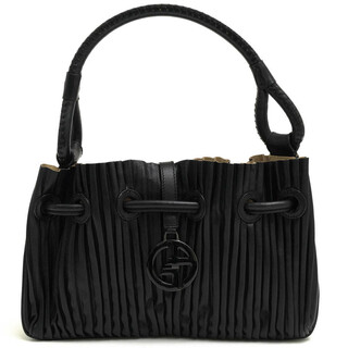 アルマーニ(Armani)のアルマーニ／GIORGIO ARMANI バッグ ハンドバッグ 鞄 トートバッグ レディース 女性 女性用レザー 革 本革 ブラック 黒  YC415 Pleated Leather Bag プリーツ(ハンドバッグ)