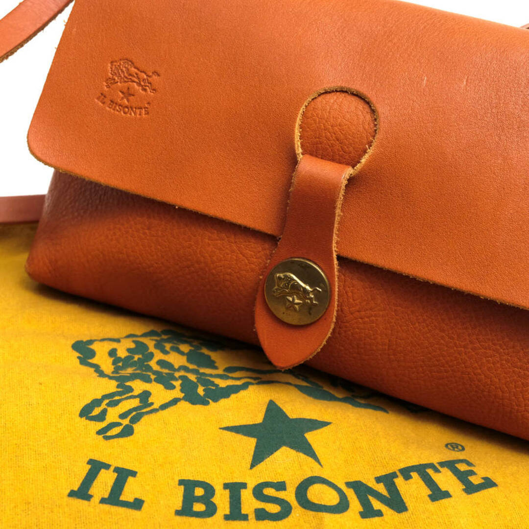 IL BISONTE(イルビゾンテ)のイルビゾンテ／IL BISONTE バッグ ショルダーバッグ 鞄 レディース 女性 女性用レザー 革 本革 ブラウン 茶  5452305011 2WAY ハンドバッグ ポシェット 定番 シボ革 シュリンクレザー レディースのバッグ(ショルダーバッグ)の商品写真