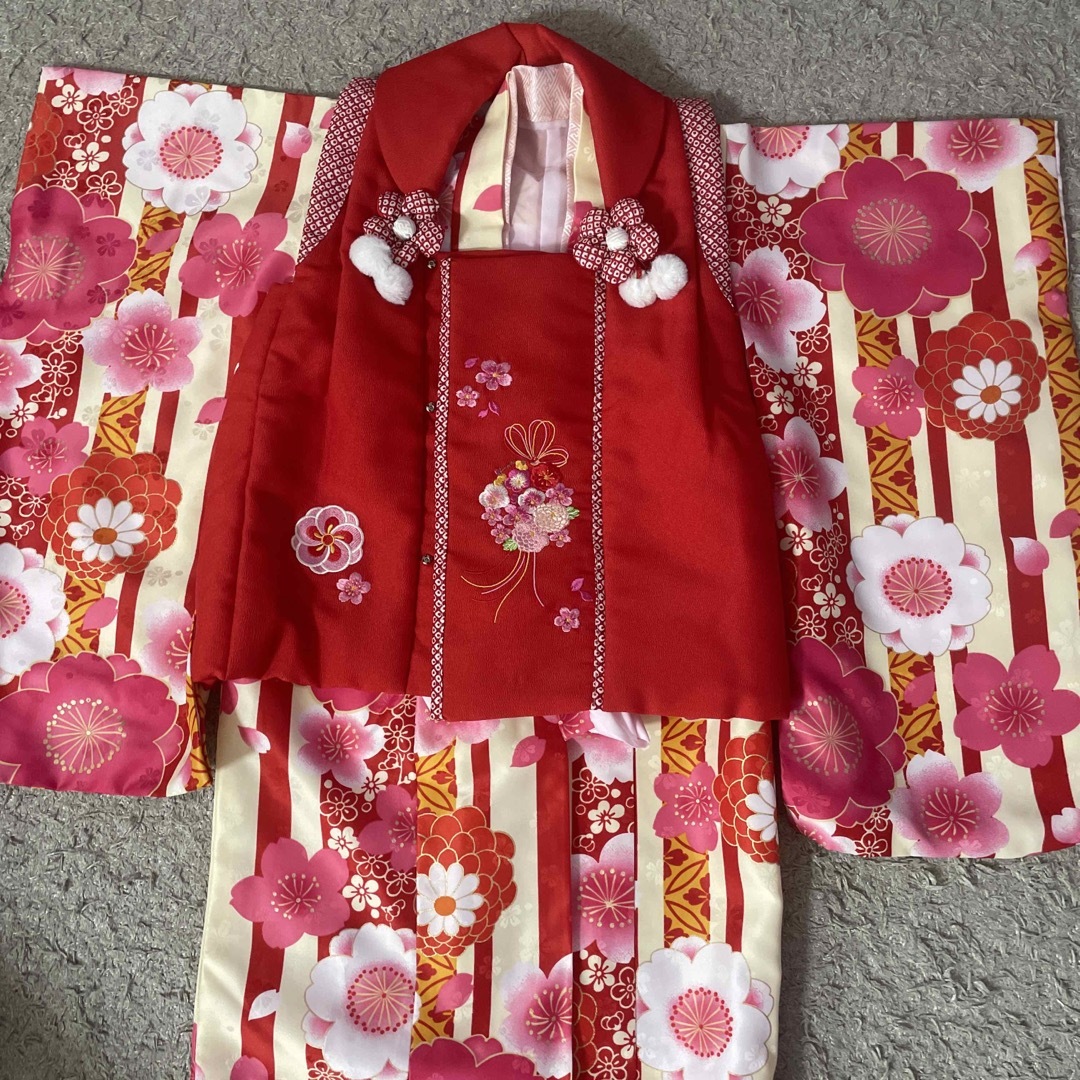 着物セット　3歳用　七五三 キッズ/ベビー/マタニティのキッズ服女の子用(90cm~)(和服/着物)の商品写真