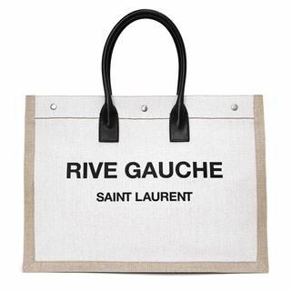 サンローラン(Saint Laurent)のサンローランパリ リヴ ゴーシュ トートバッグ コーテッドリネン レザー ホワイトリネン ベージュ ブラック 黒 白 アンティークシルバー金具 509415 SAINT LAURENT PARIS（新品・未使用品）(トートバッグ)