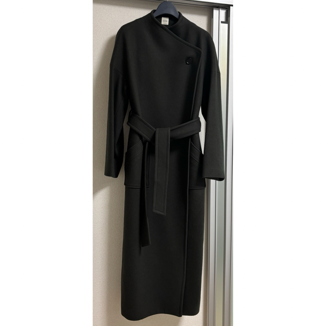 L'Or Wide Lapel Long Coat  charcoal