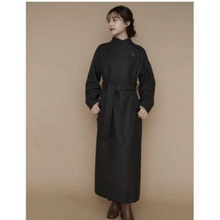 L'Or Wide Lapel Long Coat  charcoal