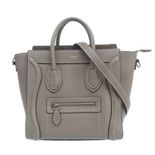 セリーヌ(celine)のセリーヌ CELINE ラゲージ ナノショッパー 2WAYバッグ ハンドバッグ ショルダーバッグ レザー グレージュ 中古 新入荷 OB1579(ハンドバッグ)