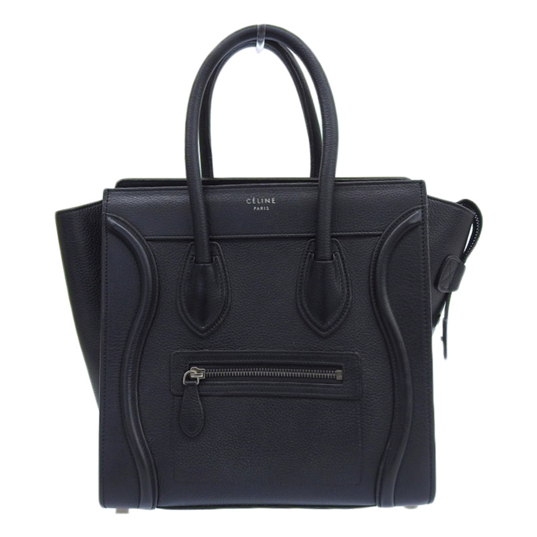 約14ｃｍ持ち手を含む高さセリーヌ CELINE ラゲージマイクロショッパー ハンドバッグ レザー ブラック  新入荷 OB1593