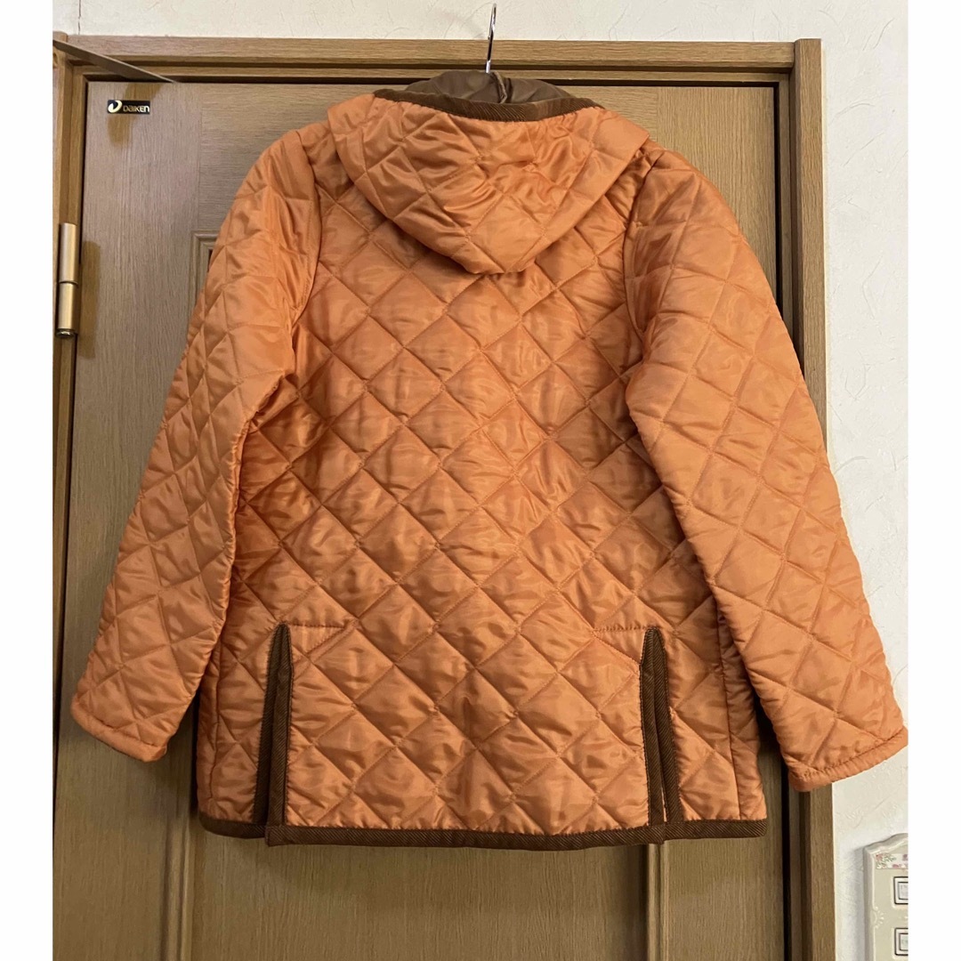 美品　ラベンハムのキルティングフード付きジャケット　オレンジ　38サイズ