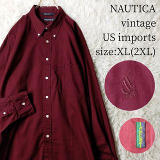 ノーティカ(NAUTICA)のビンテージ NAUTICA 長袖ボタンダウンシャツ ワインレッド 2XL(シャツ)