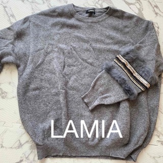 ラミア(LAMIA)のLAMIA袖ファー付きニット ビジュー(ニット/セーター)