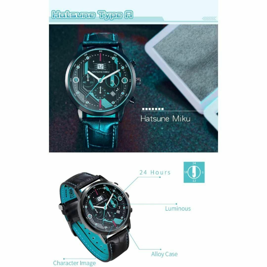新品未使用 海外限定モデル 初音ミク クロノグラフメンズ腕時計 高級