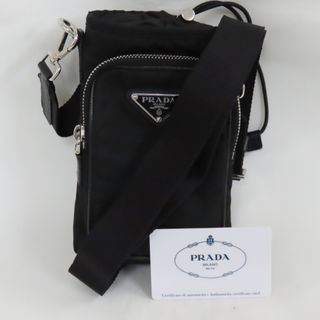 プラダ(PRADA)のプラダ ショルダーバッグ スマートフォンケース 2ZH155 ナイロン 黒 Ts498121 美品(ショルダーバッグ)