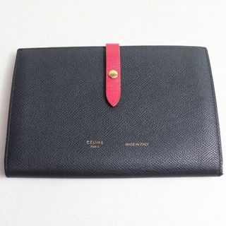 セリーヌ(celine)のCELINE セリーヌ 二つ折り財布 ブラック ピンク 104873A STRAP レディース【中古】(財布)