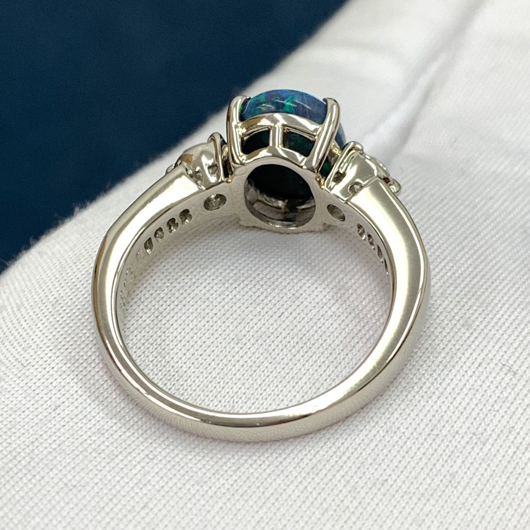 Pt900 ブラックオパール1.76 ダイヤモンド  0.63 リング　指輪