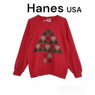 ヘインズ(Hanes)の古着　Hanes　USA　スウェット　トレーナー　ハート　キャンディ　花柄(トレーナー/スウェット)