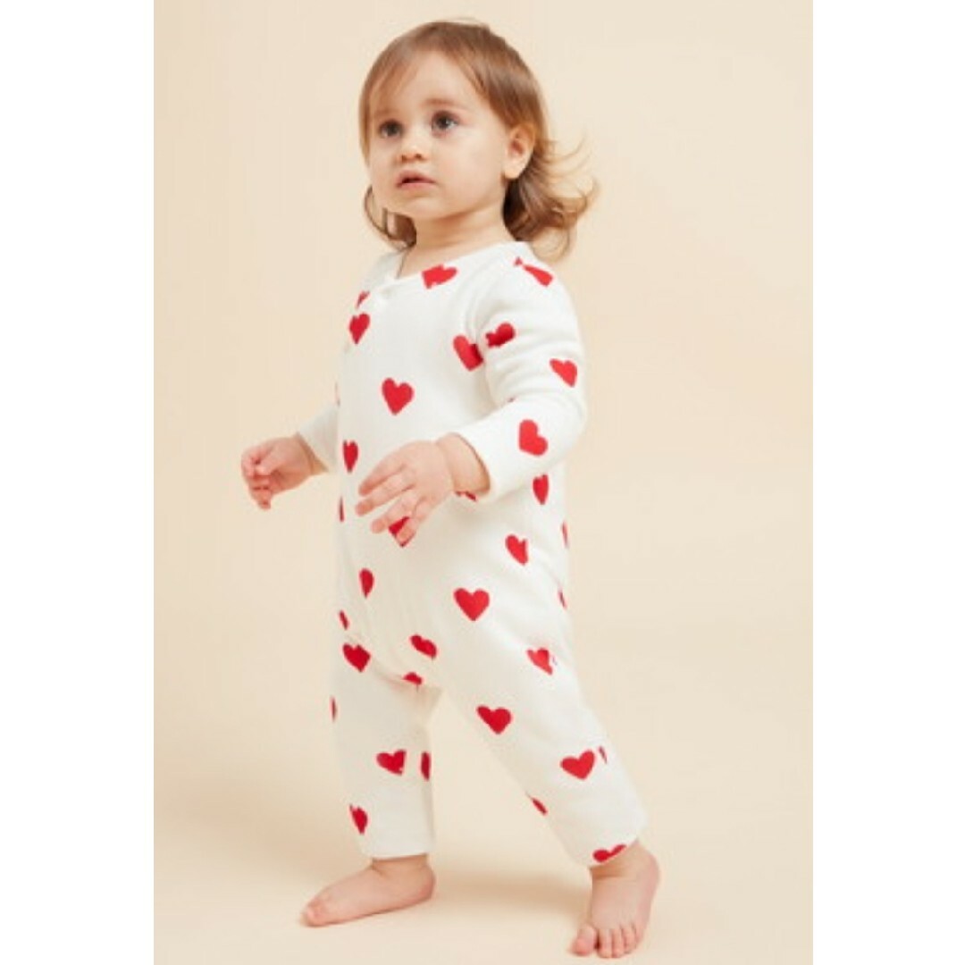 プチバトー　中綿ロンパース　ハート　petitbateau