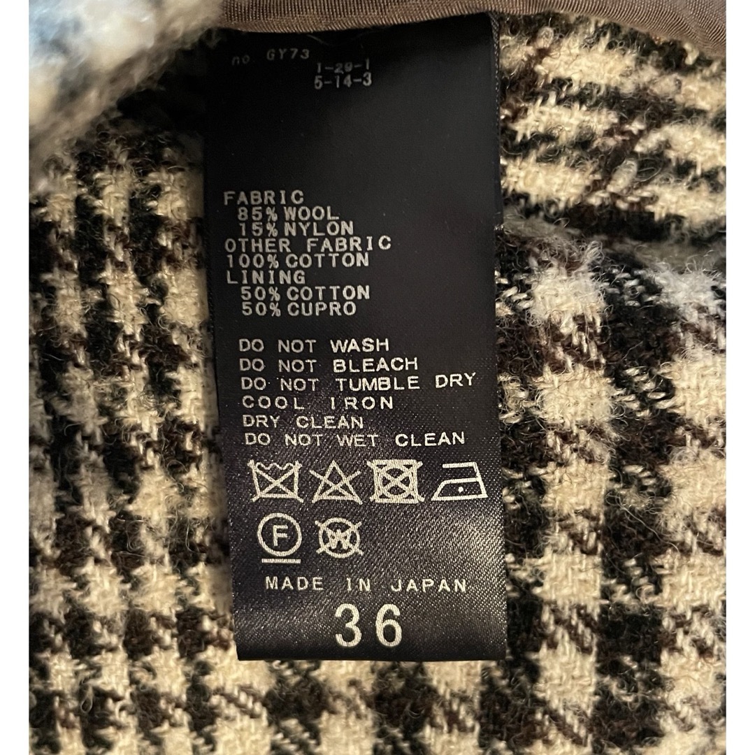 Plage Check シャギージャケット チェック ウール オーバーサイズ36