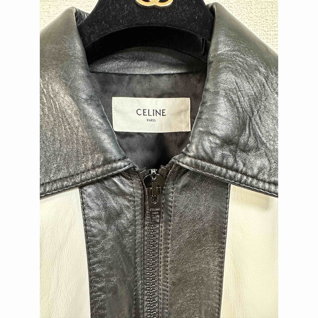 CELINE - CELINE カラーブロック レザーボンバージャケット 登坂 CELINE - CELINE カラーブロック レザーボンバージャケット 登坂