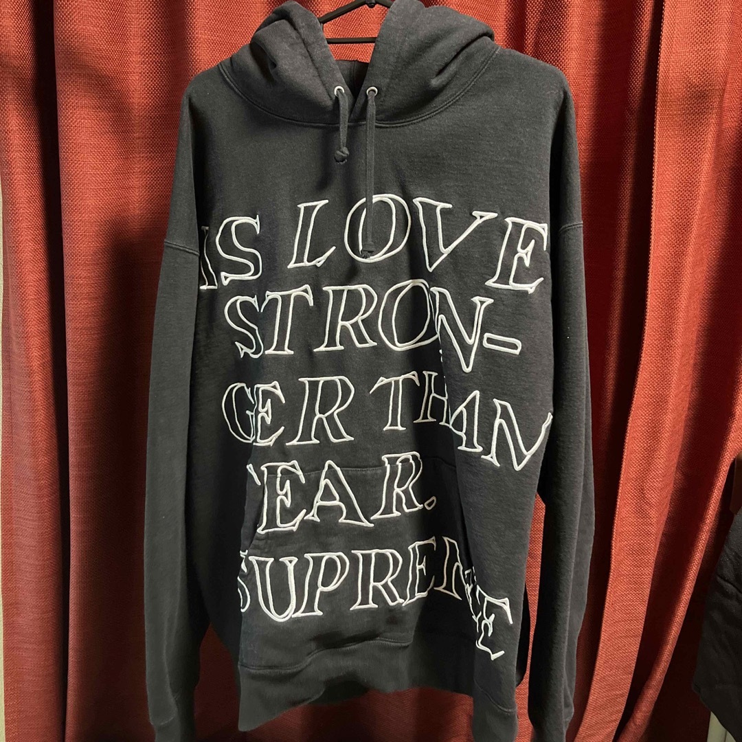 美品　Supreme Stronger Than Fear Hooded 黒