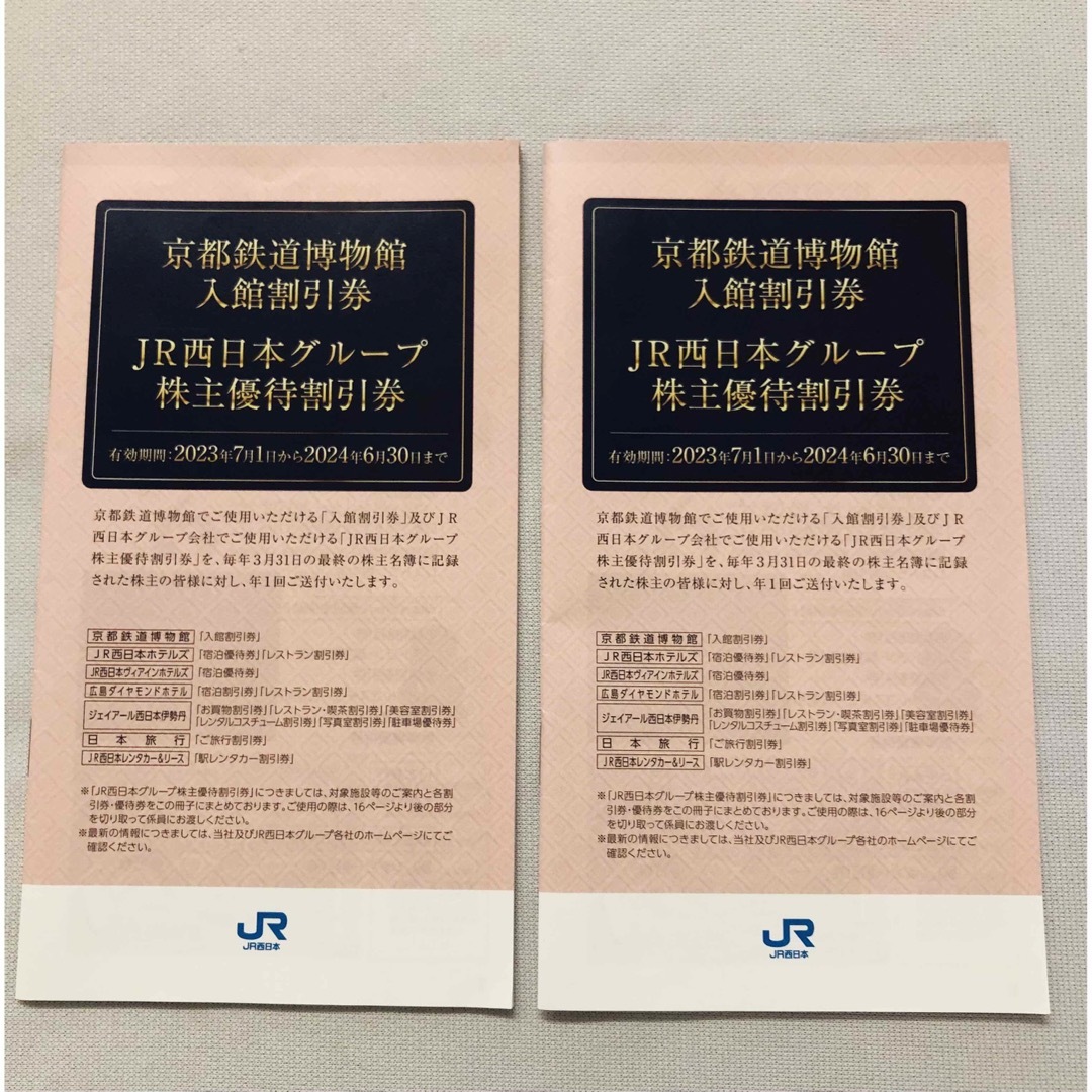 JR西日本　株主優待鉄道割引券　　　　京都鉄道博物館入館割引券　その他