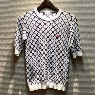 シャネル ネイビー ニット/セーター(レディース)(ピンク/桃色系)の