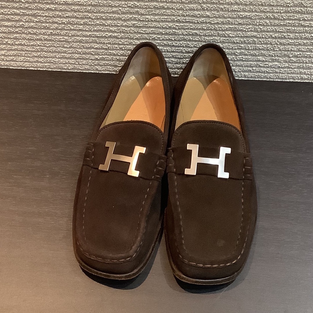 エルメス HERMES H金具 スエード コンスタンス ローファー 36.5-