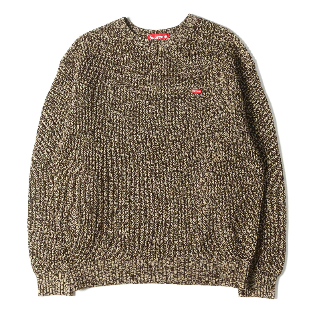 Supreme シュプリーム ニット サイズ:L 21AW メランジ リブ ニット セーター Melange Rib Knit Sweater ブラウンメランジ トップス クルーネック 長袖 スモールボックスロゴ box logo 【メンズ】【美品】