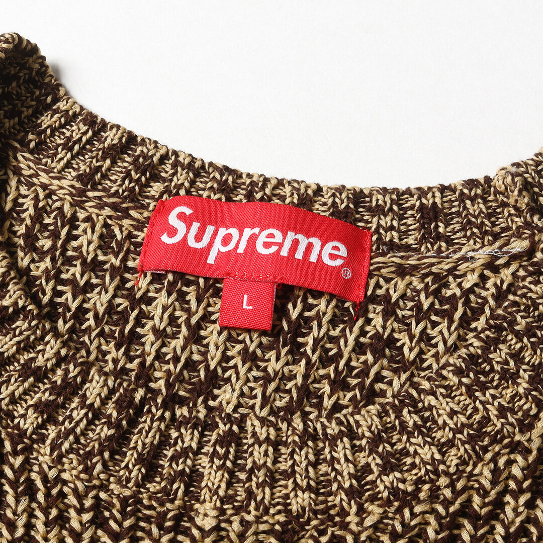 Supreme シュプリーム ニット サイズ:L 21AW メランジ リブ ニット セーター Melange Rib Knit Sweater  ブラウンメランジ トップス クルーネック 長袖 スモールボックスロゴ box logo 【メンズ】【中古】【美品】