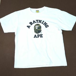 アベイシングエイプ(A BATHING APE)の白XLサイズ A BATHING APE エイプロゴTEE(Tシャツ/カットソー(半袖/袖なし))