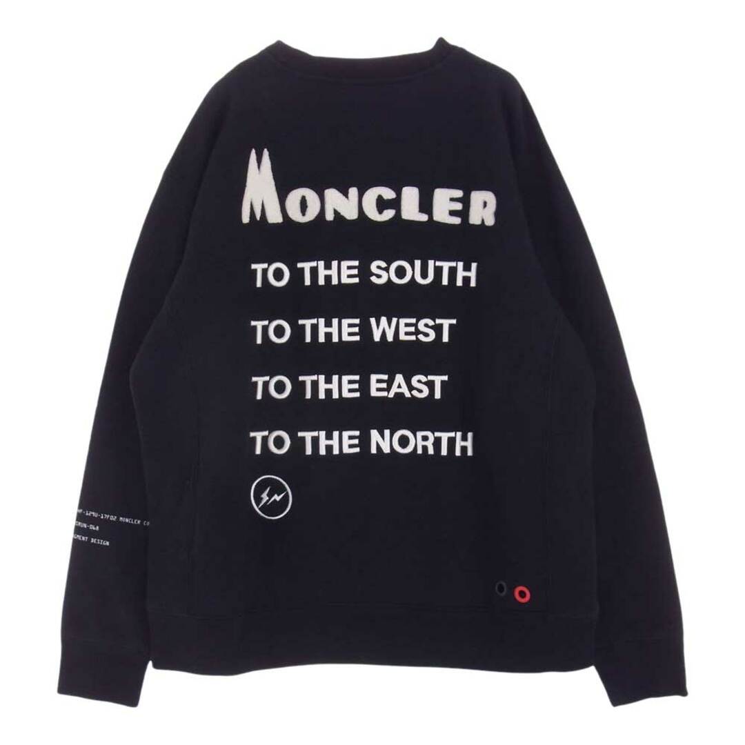 MONCLER モンクレール スウェット D209U8040250 ×  fragment design フラグメントデザイン MAGLIA マグリア 英字エンブロイダリー クルーネック スウェット ブラック ブラック系 L