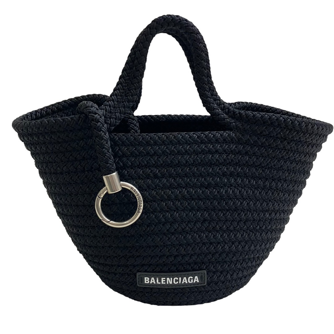 ☆BALENCIAGA バレンシアガ イビザ スモール ストラップ付バスケット 2WAYハンドバッグ ナイロン ブラック 黒 695612 1