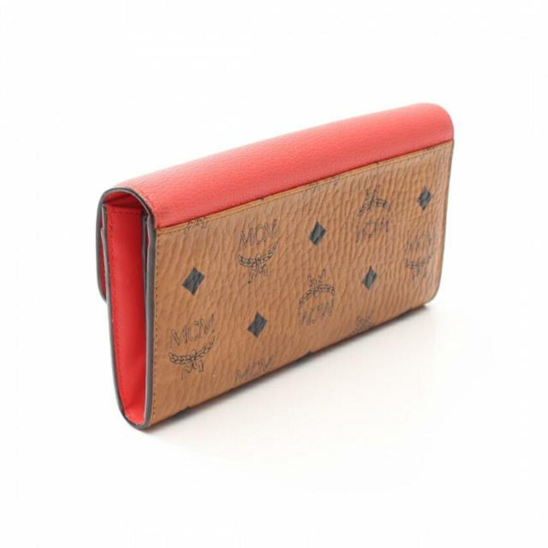 MCM(エムシーエム)のヴィセトス 二つ折り長財布 レザー ライトブラウン オレンジレッド レディースのファッション小物(財布)の商品写真
