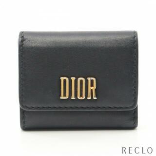 クリスチャンディオール(Christian Dior)のD-FENCE LOTUS ロータスウォレット 三つ折り財布 コンパクトウォレット レザー ブラック(財布)