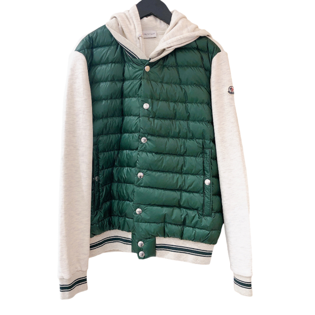 モンクレール MONCLER ダウンスウェットパーカー　17SS 84050 グリーン/グレー コットン メンズ パーカー